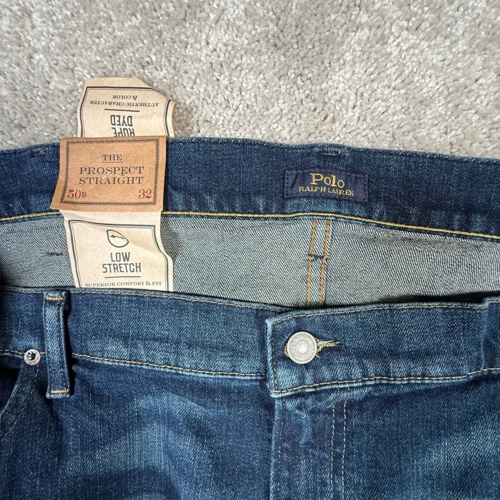 NWT Polo Ralph Lauren Prospect Straight Leg Jeans Mens 50Bx32 Blue Stretch Denim